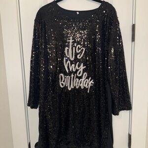 Black Sequin Top with Birthday Message